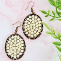 Load image into Gallery viewer, 734008 - Turquoise Beaded Earrings - Ivory &amp; Copper
