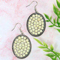 734008 - Turquoise Beaded Earrings - Ivory & Silver