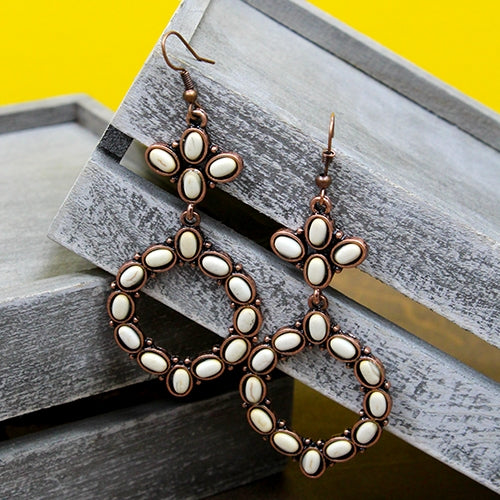 734009 - Ivory and Copper Statement Earrings - Ivory Copper