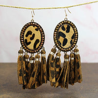 Load image into Gallery viewer, 734001 - Animal Hide Tassel Earrings - Cheetah Print
