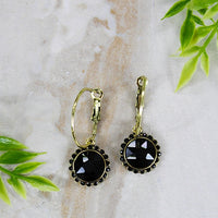 Load image into Gallery viewer, 73915 - Glass Crystal Hoop Earrings - Black
