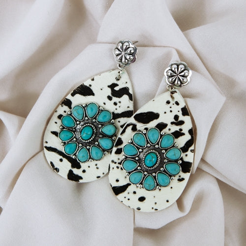 73985 - Cow Hide and Earrings - Cow Hide Turquoise