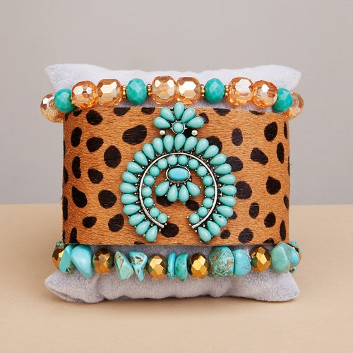 74707 - Stacked Bracelets - Turquoise Leopard