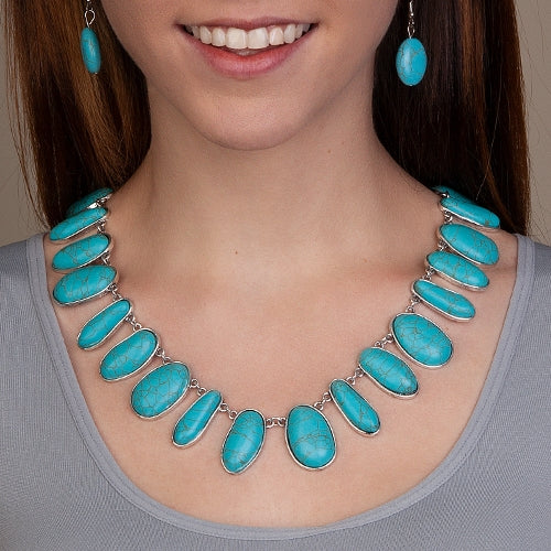 72684 - Squash Blossom Necklace - Turquoise Silver