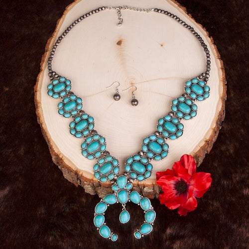 72688 - Squash Blossom Necklace - Turquoise & Silver