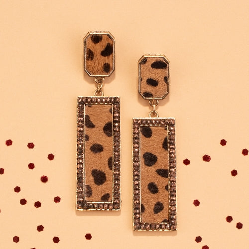 734028 - Rectangle Animal Hide Earrings - Fashion Jewelry Wholesale
