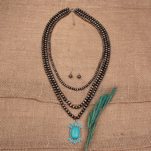72477 - Turquoise Necklace - Fashion Jewelry Wholesale