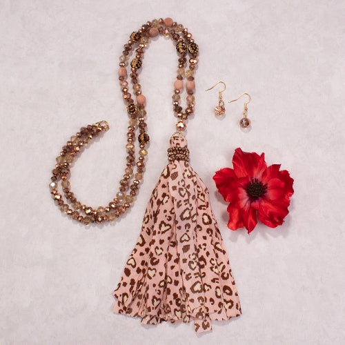 72723 - Leopard Tassel Necklace - ROSE GOLD