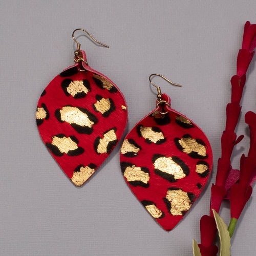 734039 - Leopard Earrings - Red