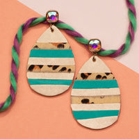 Load image into Gallery viewer, 734052 - Stripe Leopard Earrings - Turquoise
