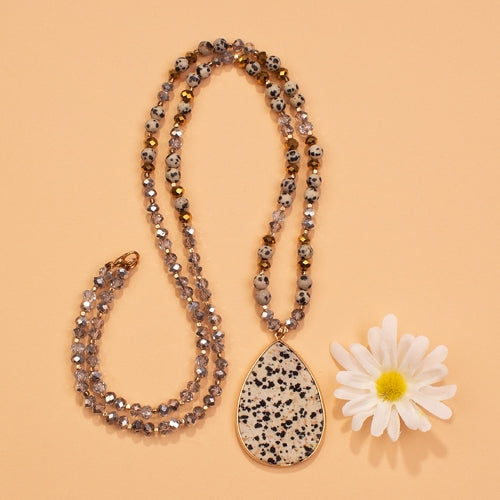 72525 - Natural Stone Necklace - Black