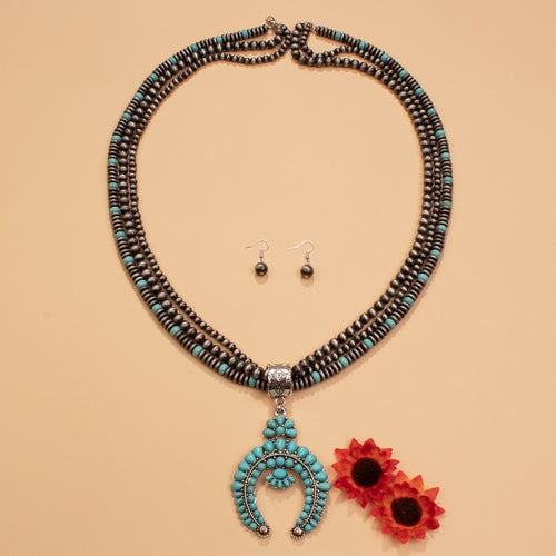 72568 - Squash Blossom Necklace - Turquoise Silver