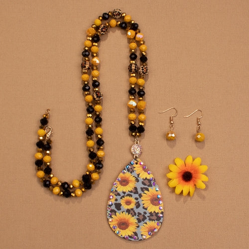 72575 - Sunflower Necklace  - Fashion Jewelry Wholesale