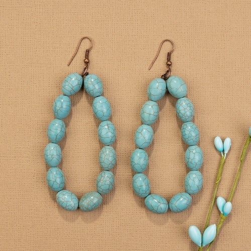 73828 - Turquoise Earrings - Turquoise & Copper - Fashion Jewelry Wholesale