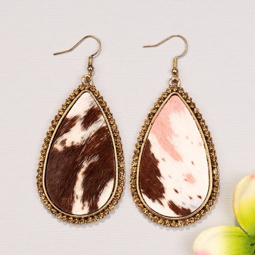734056 - Animal Hide Earrings - Pink Brown