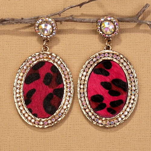 93005 - Animal Hide Earrings - Red Leopard