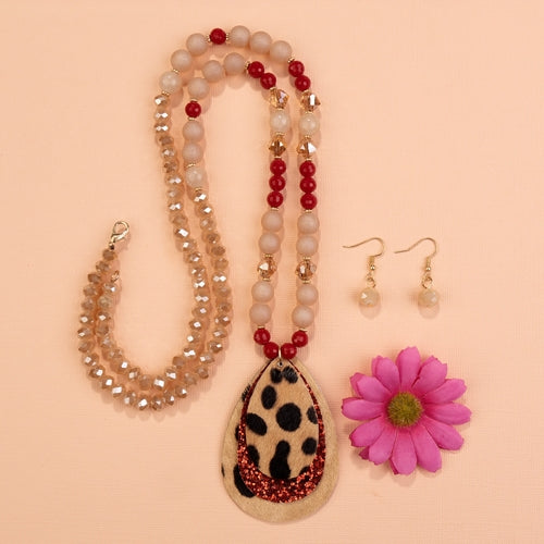 72676 - Animal Print Necklace - Red