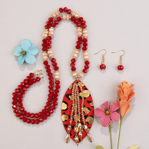 72769 - Animal Print Necklace - Red