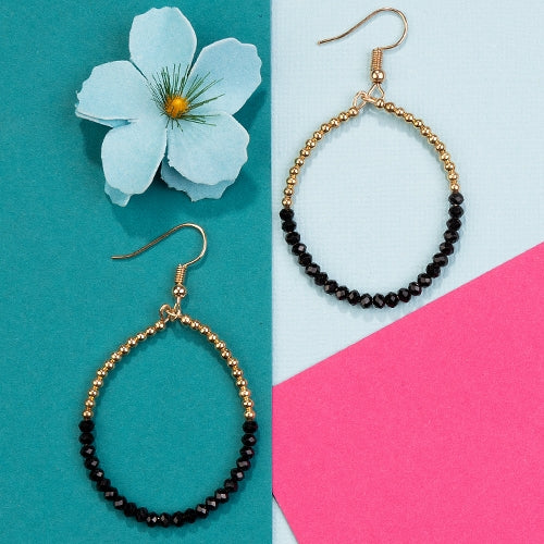 734040 - Crystal Beaded Hoop Earrings - Fashion Jewelry Wholesale