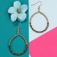 Load image into Gallery viewer, 734040 - Crystal Beaded Hoop Earrings - Bronze

