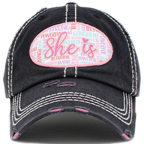 1435 - She Is Hat - Black