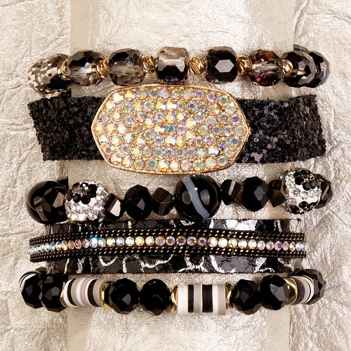 74726 - Crystal Beaded Stacked Bracelets - Fashion Jewelry Wholesale