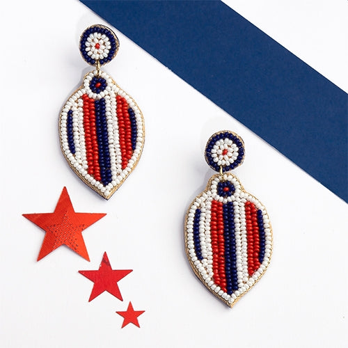 1525 - 4th of July Tear Drop Earrings