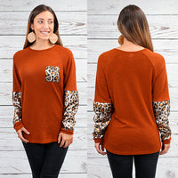 Load image into Gallery viewer, 20101 - Knit Waffle Top with Leopard Sequin
