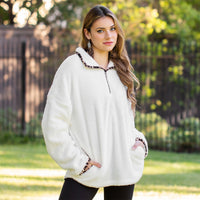 Load image into Gallery viewer, 20120 - Sherpa Pull Over with Leopard Accents and Pockets
