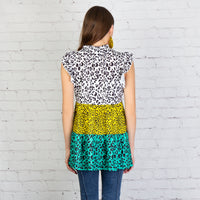 Load image into Gallery viewer, 20171 - Leopard Color Block Top with Butterfly Sleeves
