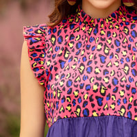 Load image into Gallery viewer, 20177 - Leopard Color Block Top with Butterfly Sleeves
