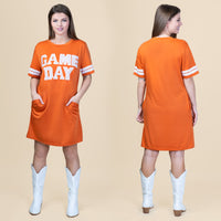 Load image into Gallery viewer, 10719 - Game Day Sequin T Shirt Dress with Pockets - Orange
