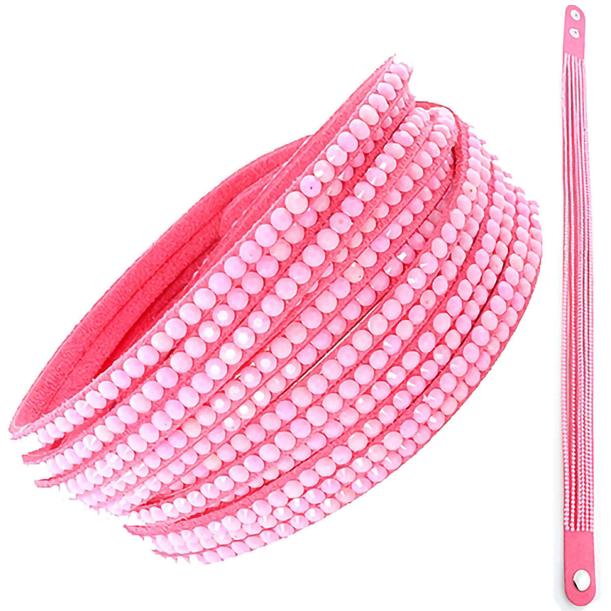 4018 - 6 Row Crystal Wraparound Bracelet - Fuchsia & Pink - Fashion Jewelry Wholesale