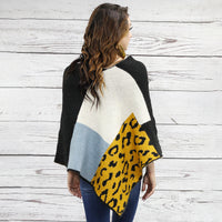 Load image into Gallery viewer, 6390 - Leopard Color Block Poncho - Black Brown
