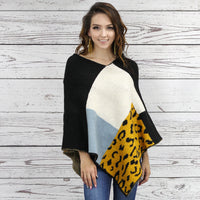 Load image into Gallery viewer, 6390 - Leopard Color Block Poncho - Black Brown
