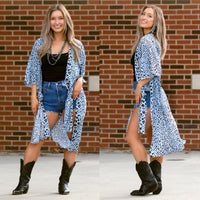 Load image into Gallery viewer, 6625 - Blue Leopard Print Duster - Blue
