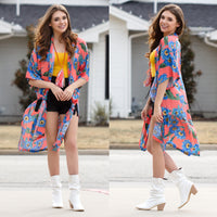 Load image into Gallery viewer, 6646 - Floral Print Duster - Pink
