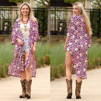 Load image into Gallery viewer, 6647 - Floral Leopard Print Duster - Pink
