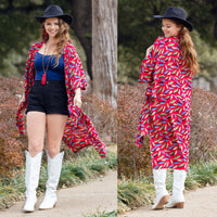 Load image into Gallery viewer, 6649 - Leaves Print Duster - Red
