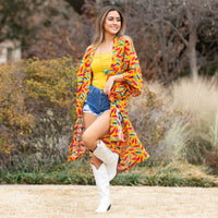 Load image into Gallery viewer, 6649 - Leaves Print Duster - Yellow
