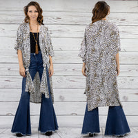 Load image into Gallery viewer, 6654 - Leopard Print Duster - Grey
