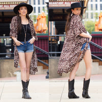 Load image into Gallery viewer, 6655 - Leopard Print Duster - Black
