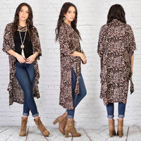 Load image into Gallery viewer, 6655 - Leopard Print Duster - Black
