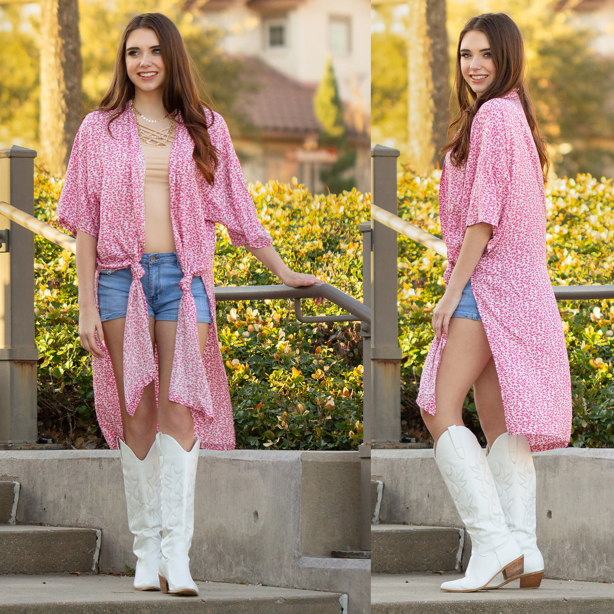 6706 - Leopard Duster - Pink