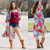 Load image into Gallery viewer, 6709 - Geometric Print Duster - Turquoise
