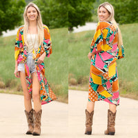 Load image into Gallery viewer, 6709 - Geometric Print Duster - Pink
