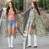 Load image into Gallery viewer, 6712 - Geometric Print Duster - Green
