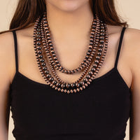 Load image into Gallery viewer, 71597 - Squash Blossom Navajo Bead Necklace Set - Copper
