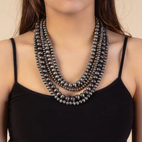 Load image into Gallery viewer, 71597 - Squash Blossom Navajo Bead Necklace Set - Silver
