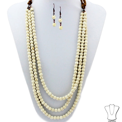 71716 - Layered Beaded Necklace - White